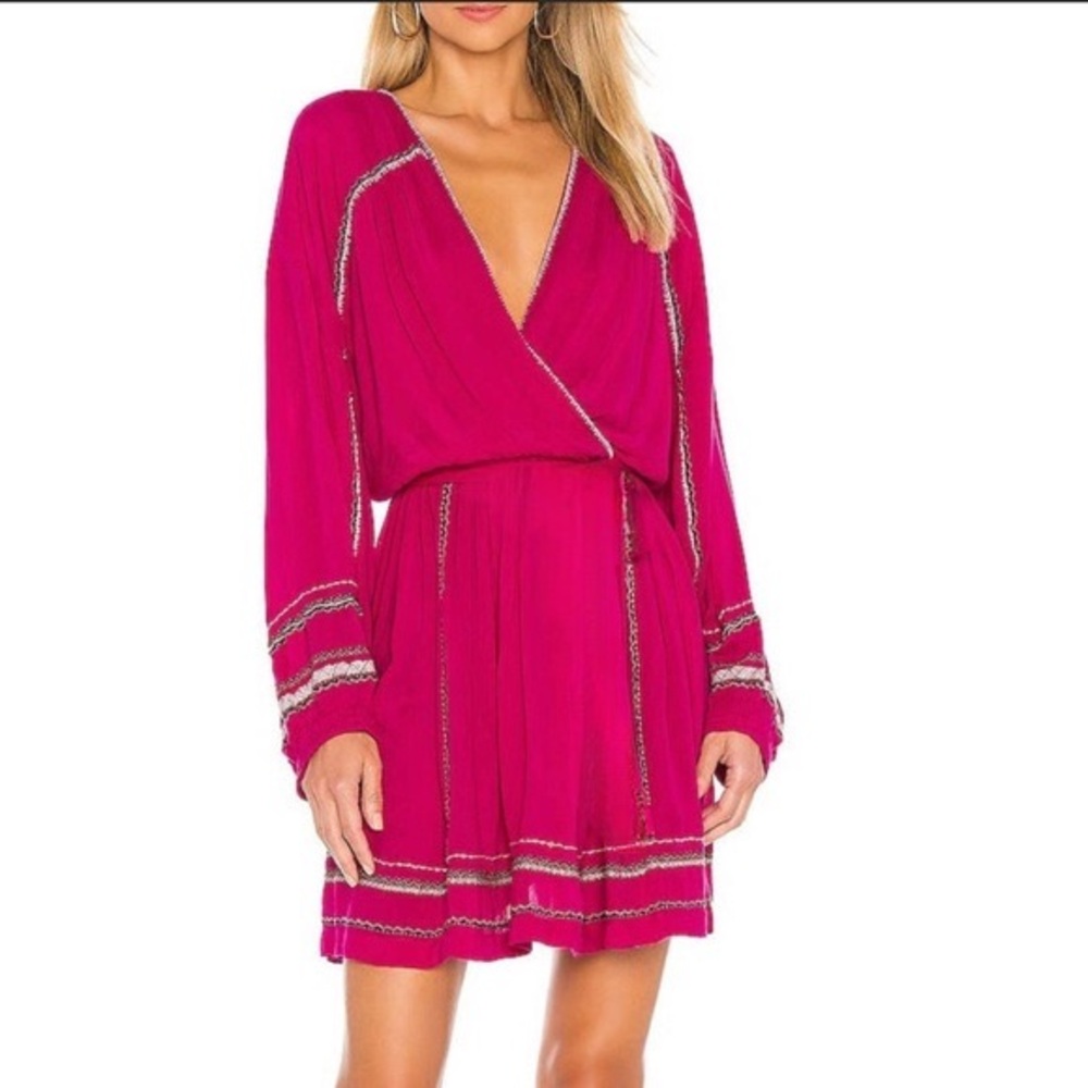 Elegant Pink Wrap Dress
